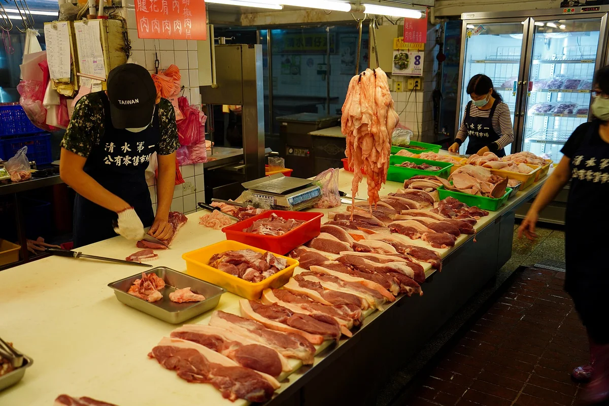 台中清水第一市場的肉攤